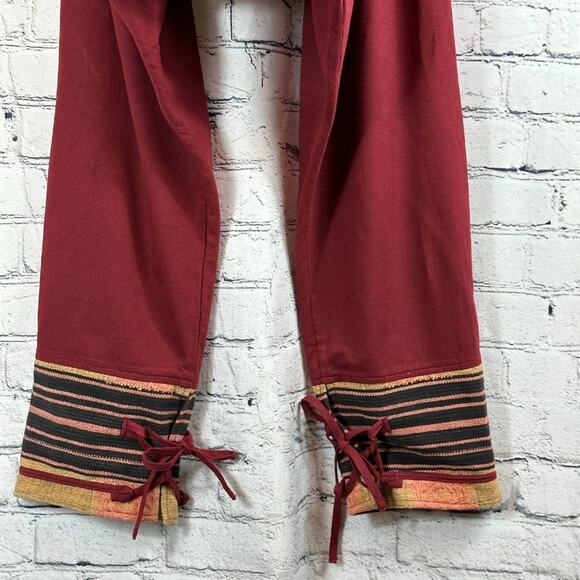 Wer bist du? Harem Pants with Patterned Cuffs Burgundy One Size - Picture 11 of 14